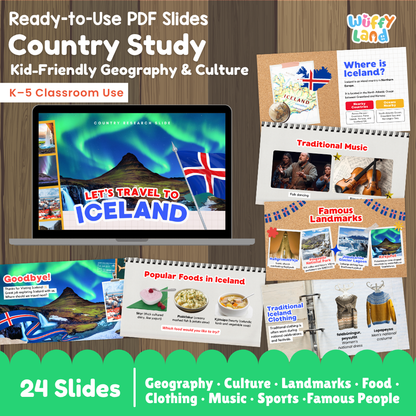 Iceland Country Study Kid Friendly Geography & Culture PDF Slides