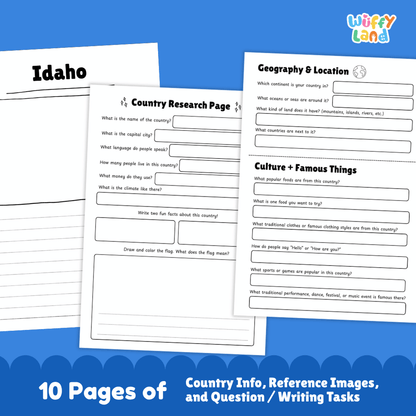 Idaho Country Research Project Worksheets and Activity Pages