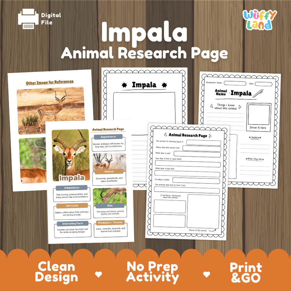Impala Animal Research Page Worksheets