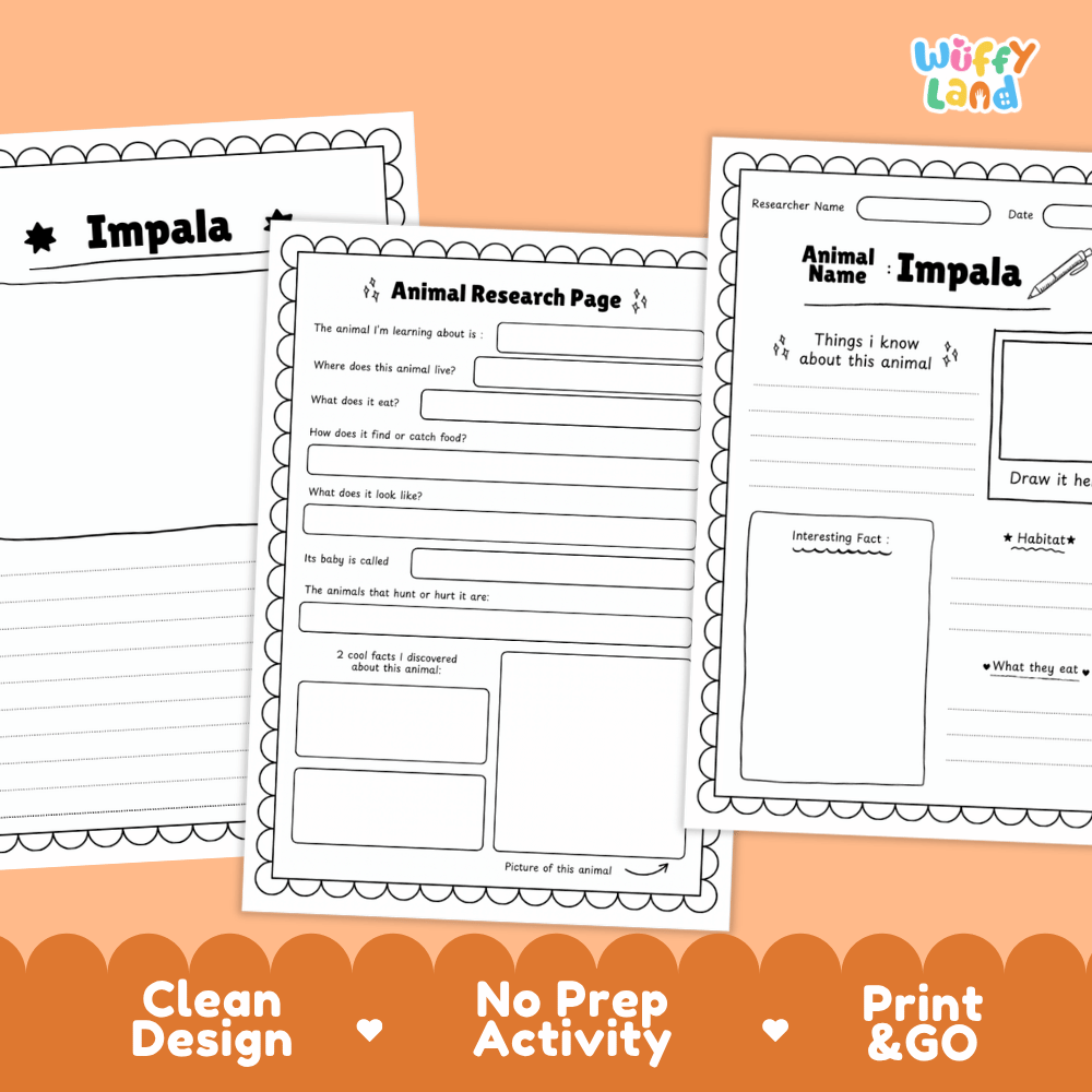 Impala Animal Research Page Worksheets