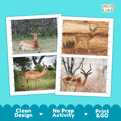 Impala Cut and Match Activity Worksheets | Safari Animal Puzzle Printables