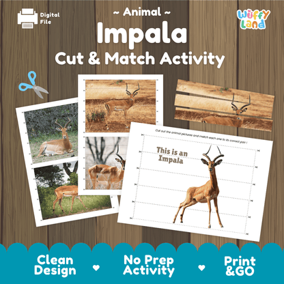 Impala Cut and Match Activity Worksheets | Safari Animal Puzzle Printables