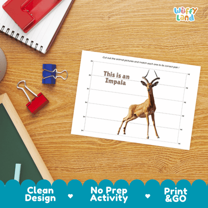 Impala Cut and Match Activity Worksheets | Safari Animal Puzzle Printables