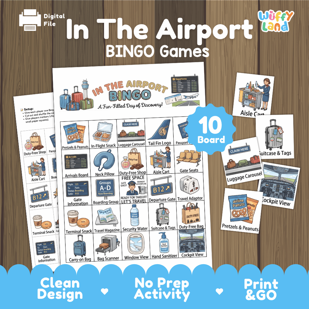 In The Airport Bingo Games Printable Travel Activities