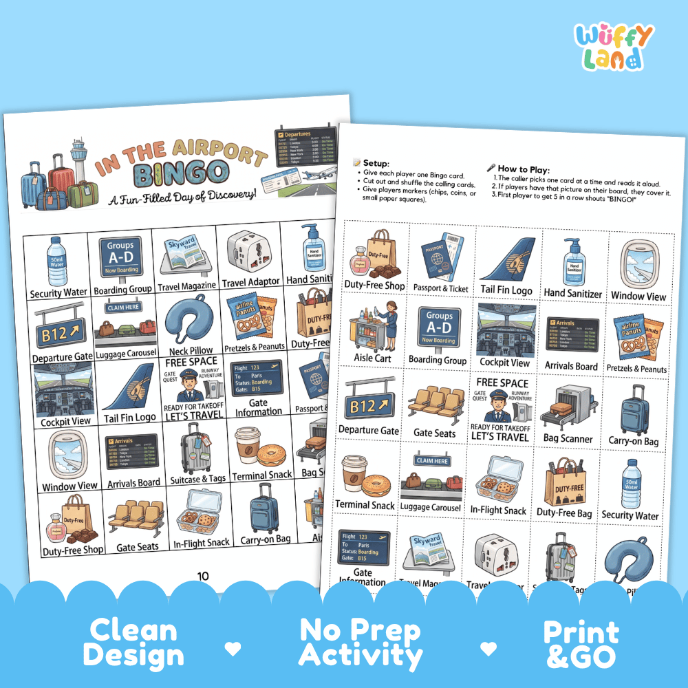 In The Airport Bingo Games Printable Travel Activities