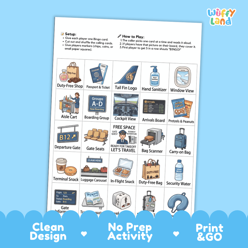 In The Airport Bingo Games Printable Travel Activities