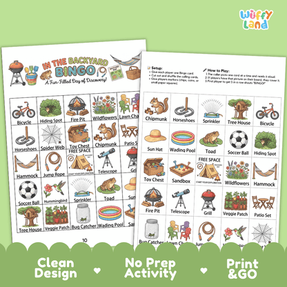 In The Backyard Bingo Games Printable Outdoor Activities