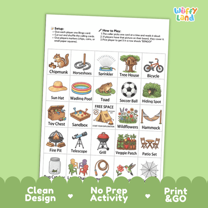In The Backyard Bingo Games Printable Outdoor Activities