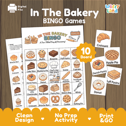 In The Bakery Bingo Games Printable Community Helpers and Food Activities