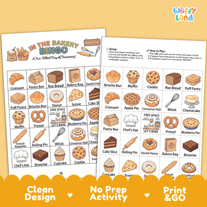 In The Bakery Bingo Games Printable Community Helpers and Food Activities