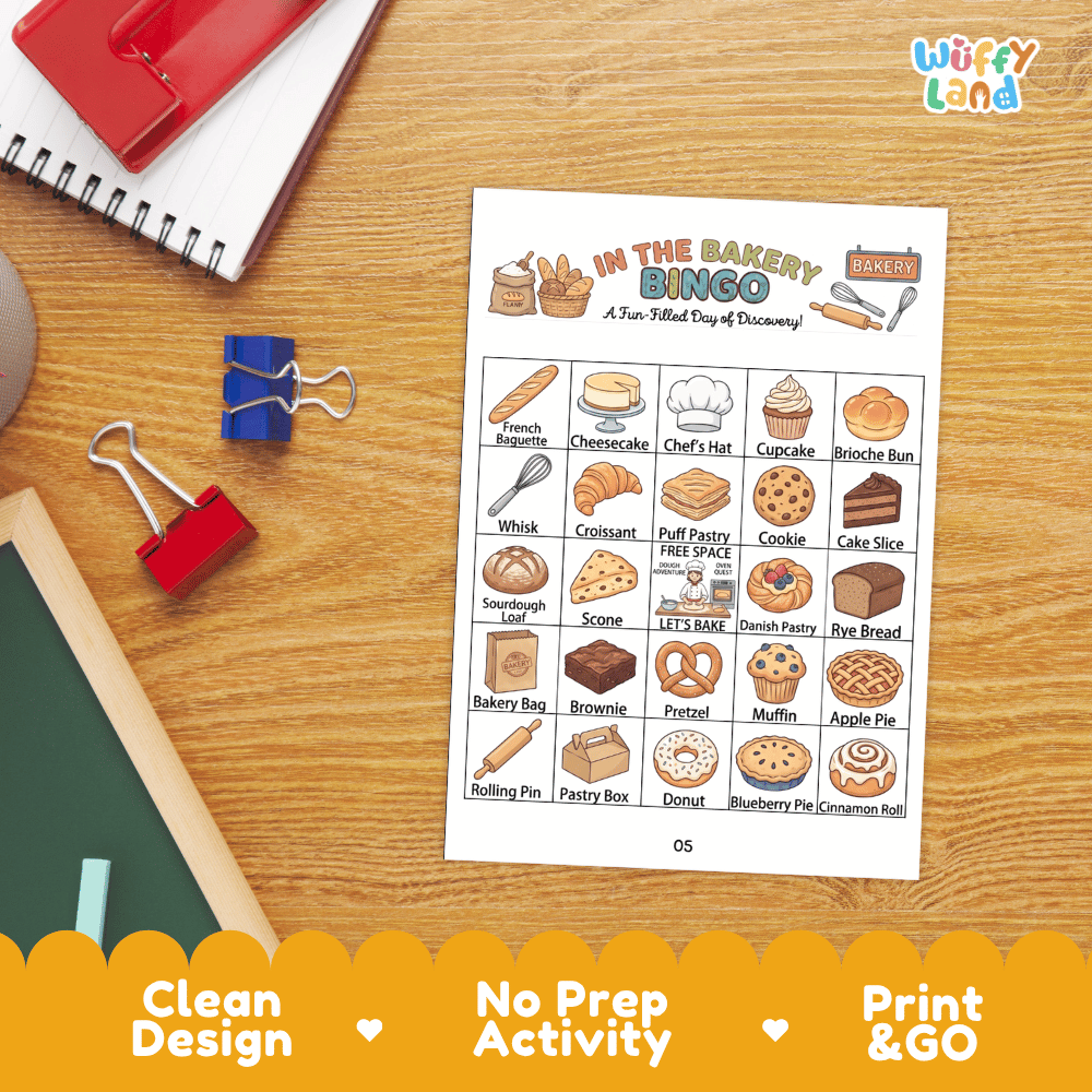 In The Bakery Bingo Games Printable Community Helpers and Food Activities