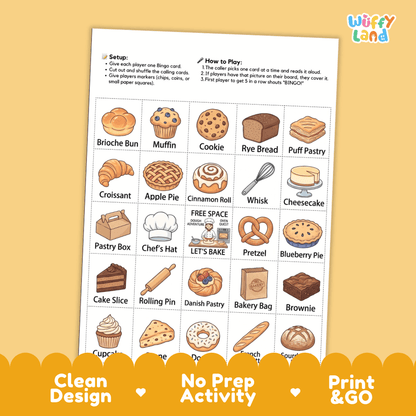 In The Bakery Bingo Games Printable Community Helpers and Food Activities