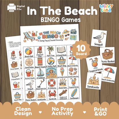 In The Beach Bingo Games Printable Summer Activities