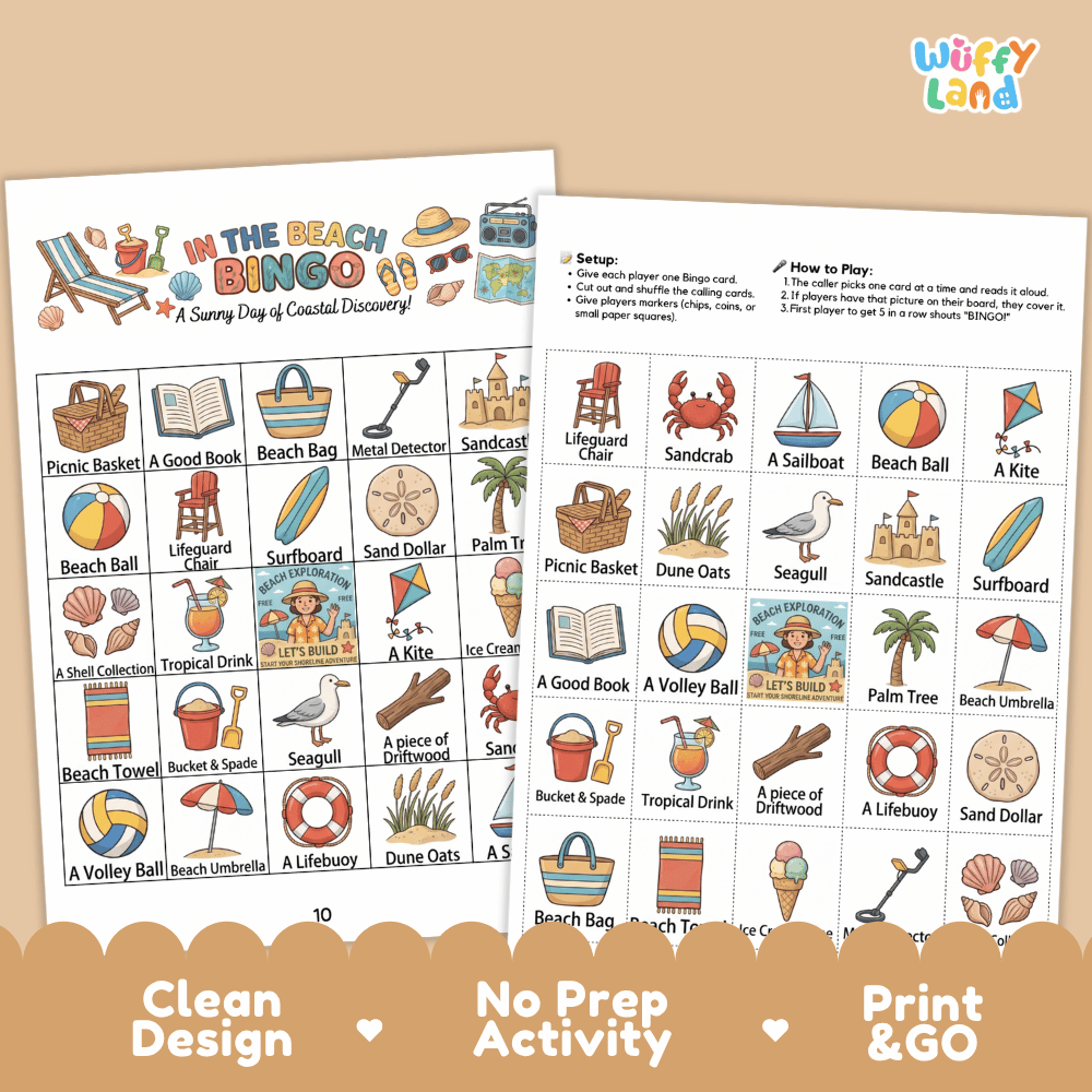 In The Beach Bingo Games Printable Summer Activities