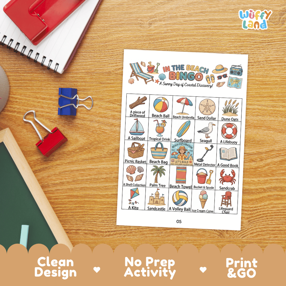 In The Beach Bingo Games Printable Summer Activities