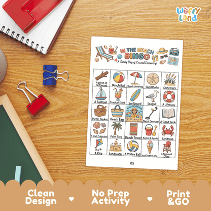 In The Beach Bingo Games Printable Summer Activities