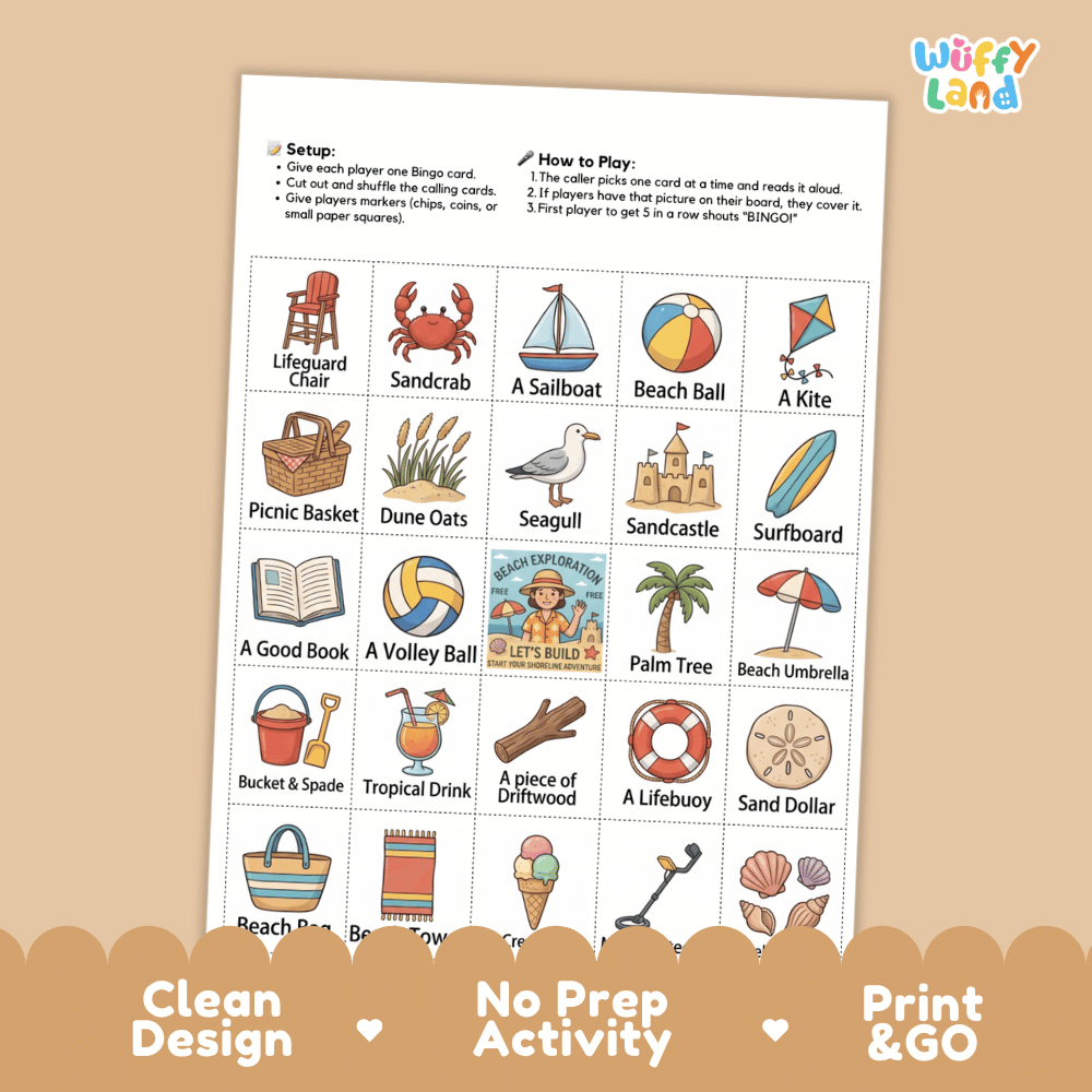 In The Beach Bingo Games Printable Summer Activities