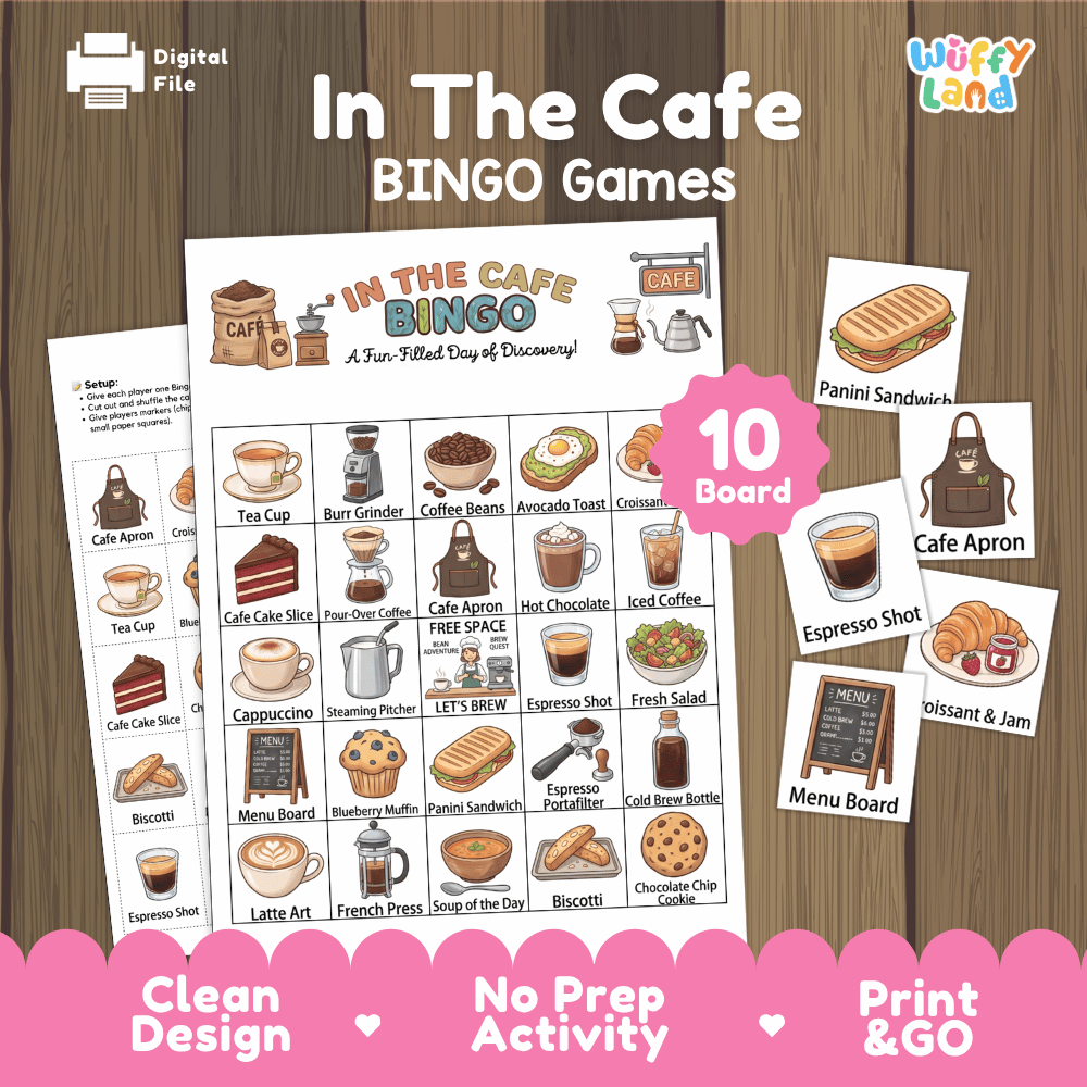 In The Cafe Bingo Games Printable Community Helpers and Food Activities