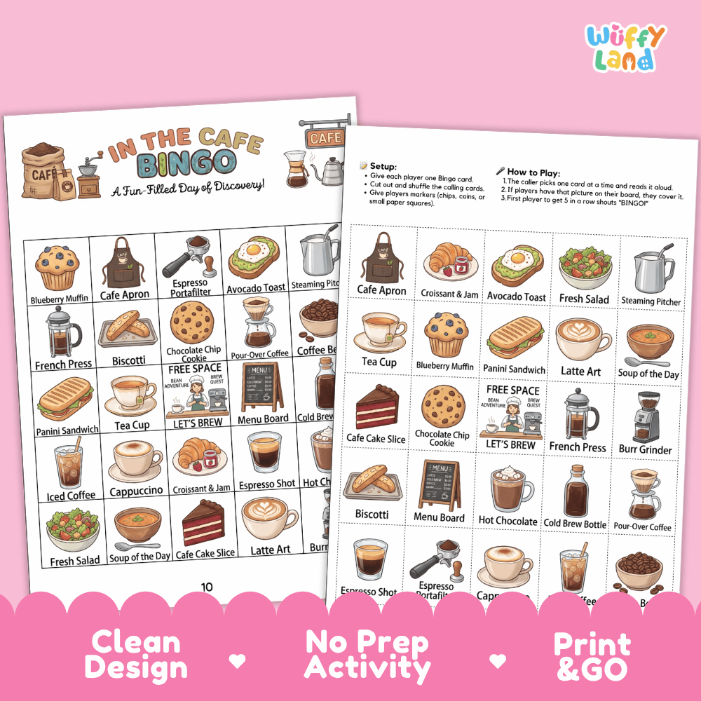 In The Cafe Bingo Games Printable Community Helpers and Food Activities