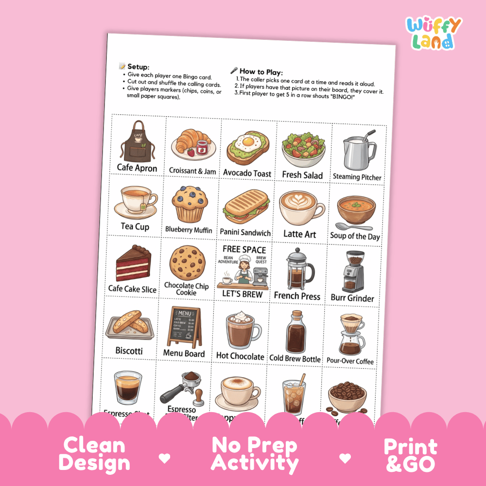 In The Cafe Bingo Games Printable Community Helpers and Food Activities