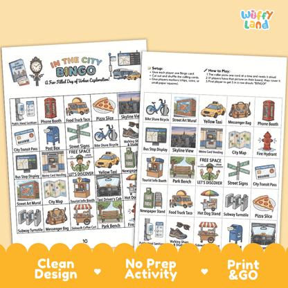 In The City Bingo Games Printable Urban Life and Community Activities