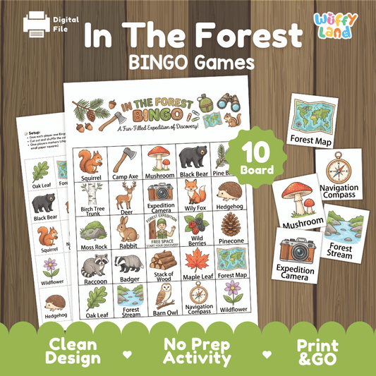 In The Forest BINGO Games Printable Woodland Habitat Activity Cards