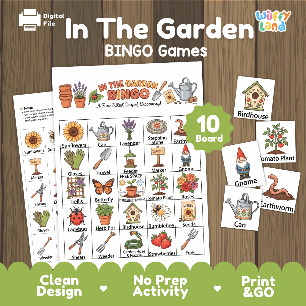In The Garden BINGO Games Printable Nature Science Activity Cards
