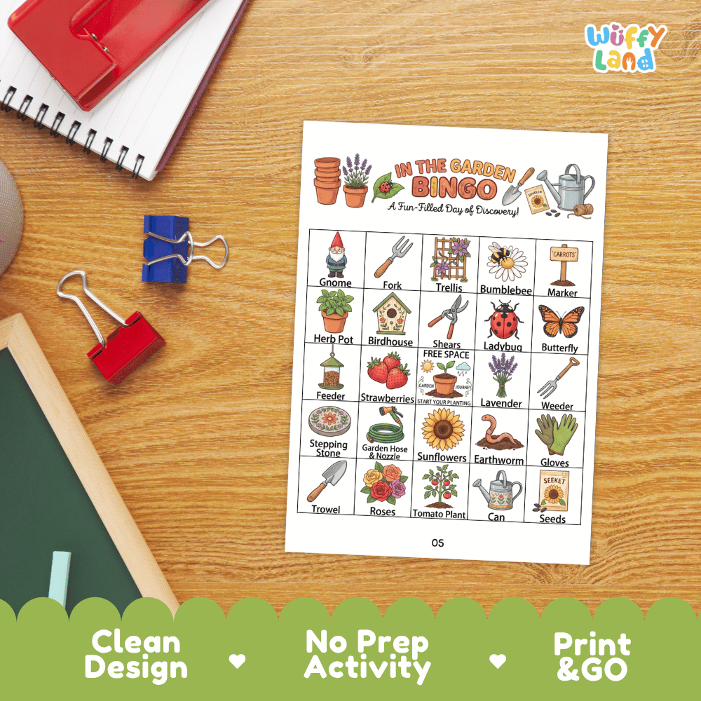 In The Garden BINGO Games Printable Nature Science Activity Cards