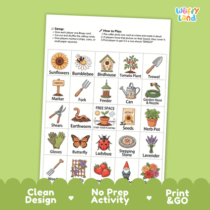 In The Garden BINGO Games Printable Nature Science Activity Cards