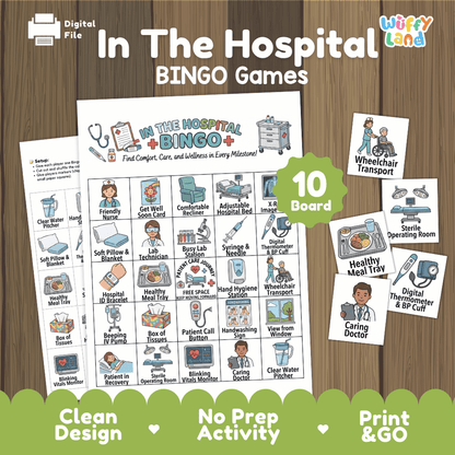 In The Hospital BINGO Games Printable Community Helpers Activity Cards