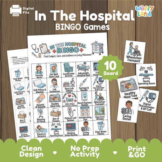 In The Hospital BINGO Games Printable Community Helpers Activity Cards