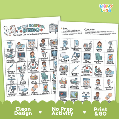 In The Hospital BINGO Games Printable Community Helpers Activity Cards
