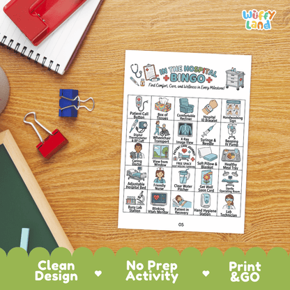 In The Hospital BINGO Games Printable Community Helpers Activity Cards