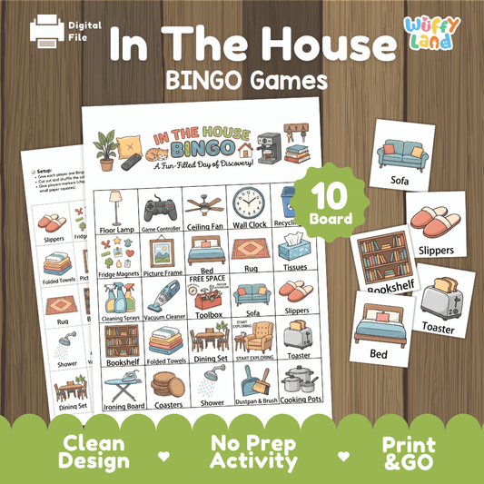 In The House BINGO Games Printable Household Vocabulary Activity Cards