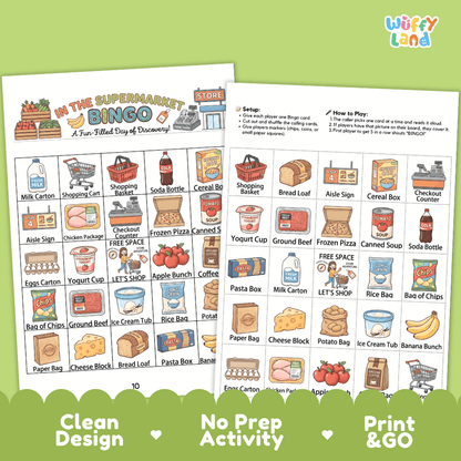 In The Supermarket BINGO Games Printable Grocery Store Activity Cards