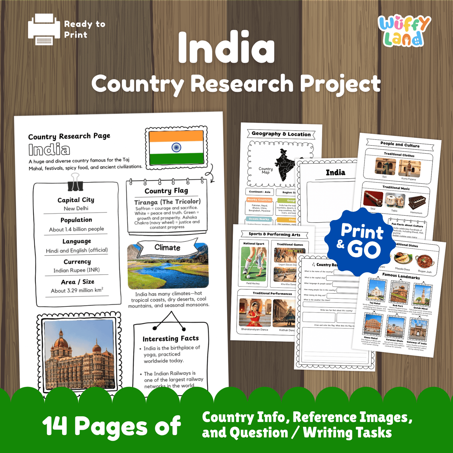 INDIA Country Research Project | Asia Printable Geography Worksheets