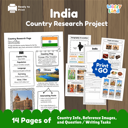 INDIA Country Research Project | Asia Printable Geography Worksheets