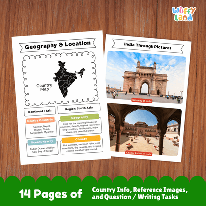 INDIA Country Research Project | Asia Printable Geography Worksheets