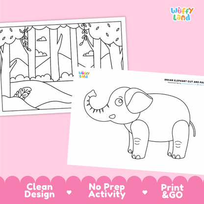 Indian Elephant Cut and Paste Worksheets