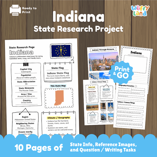 Indiana State Research Project Worksheets and Activity Pages