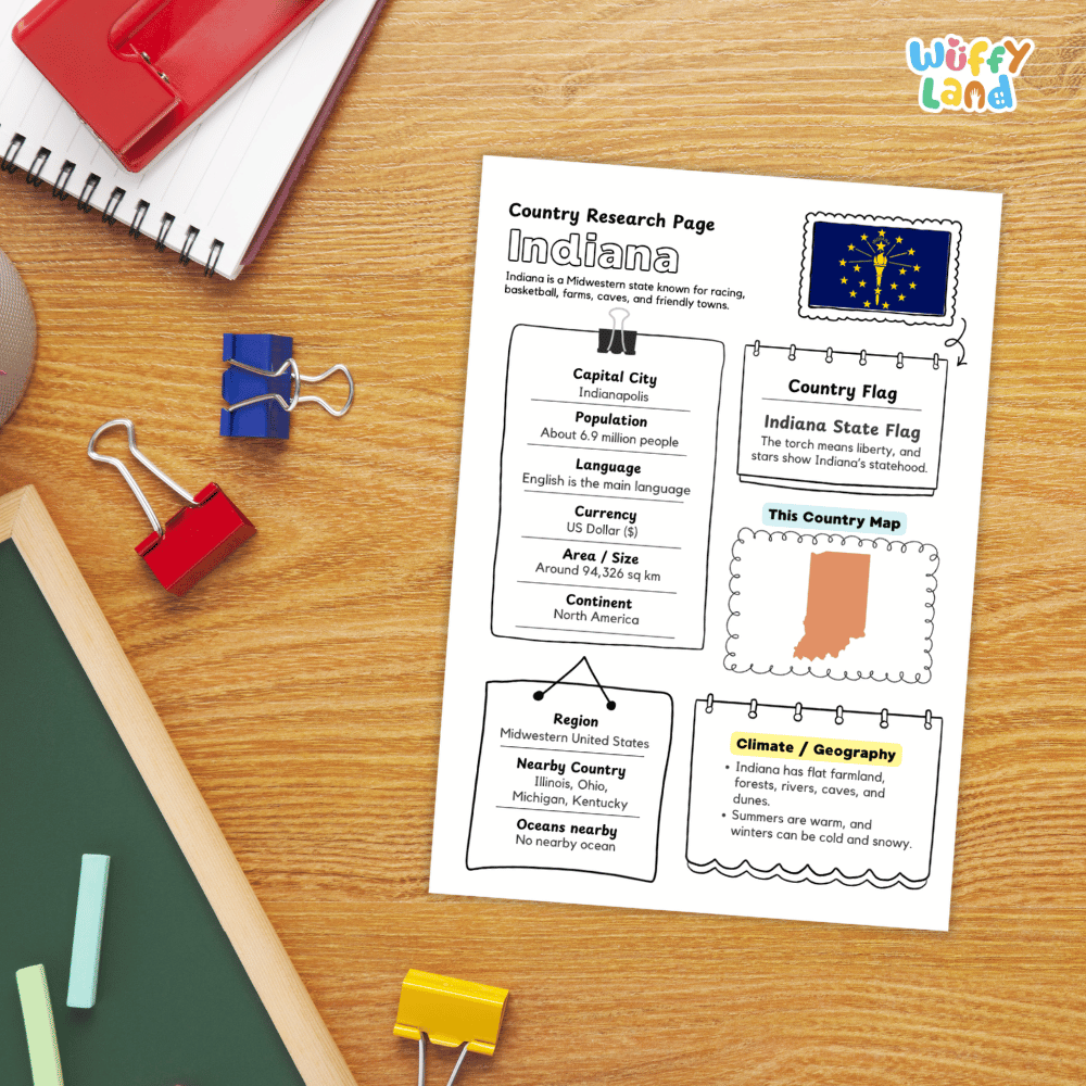 Indiana State Research Project Worksheets and Activity Pages
