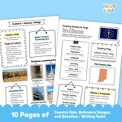 Indiana State Research Project Worksheets and Activity Pages