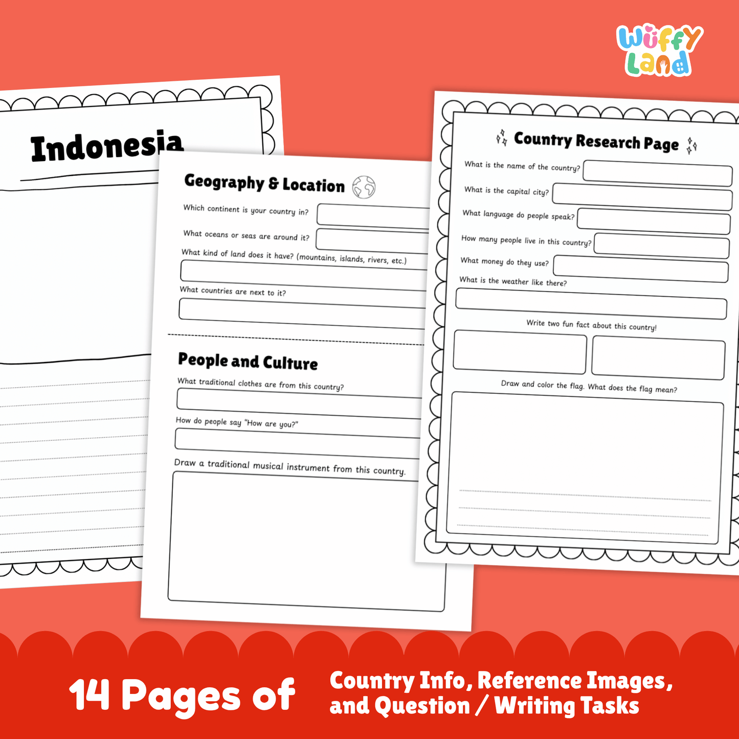 INDONESIA Country Research Project - Asia Printable Geography Social Study