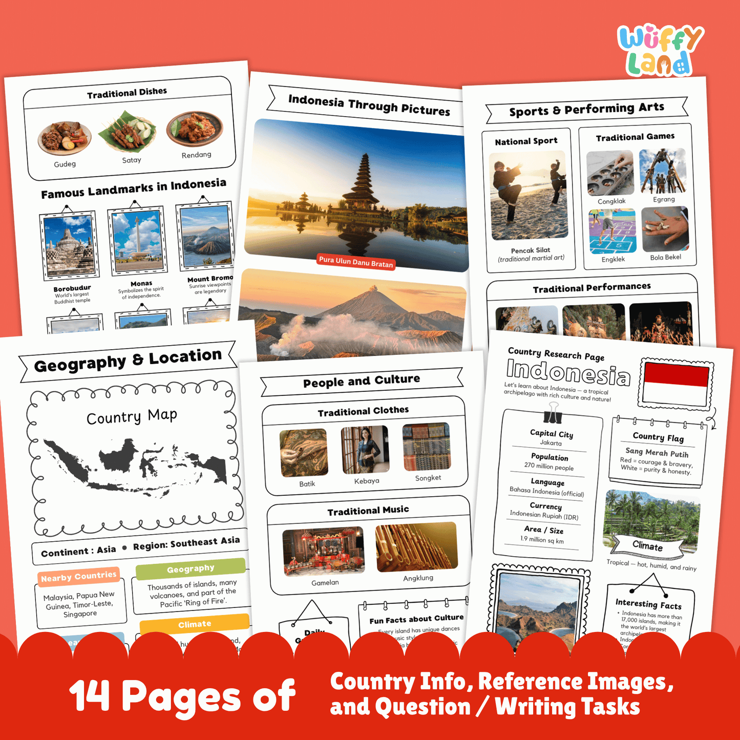 INDONESIA Country Research Project - Asia Printable Geography Social Study