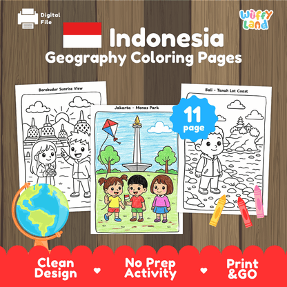 Indonesia Geography Coloring Pages Worksheets