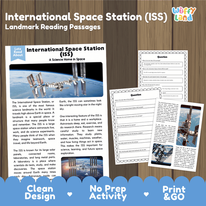 International Space Station (ISS) Landmark Reading Passages and Comprehension Worksheets