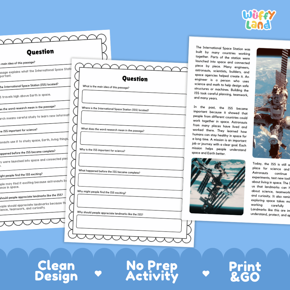 International Space Station (ISS) Landmark Reading Passages and Comprehension Worksheets