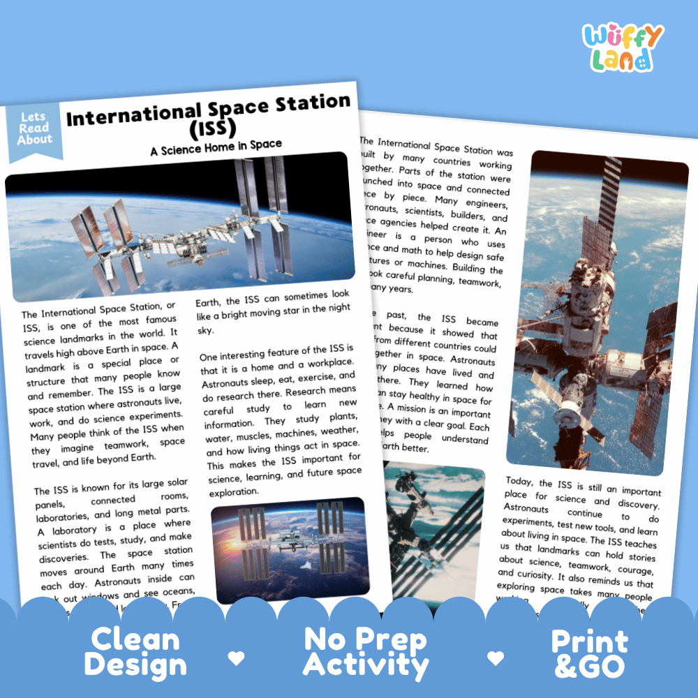 International Space Station (ISS) Landmark Reading Passages and Comprehension Worksheets