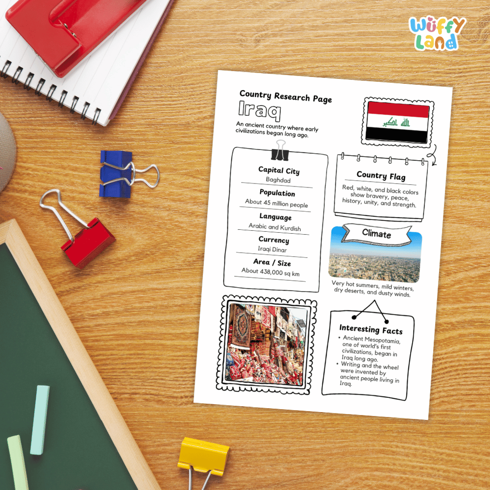 Iraq Country Research Project Worksheets and Reference Pages