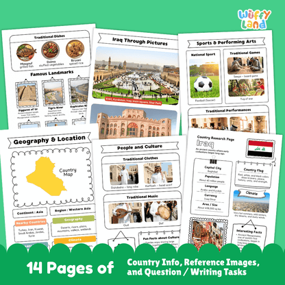 Iraq Country Research Project Worksheets and Reference Pages